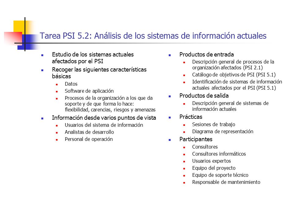 Tarea PSI 5.2: Análisis de los sistemas de información actuales