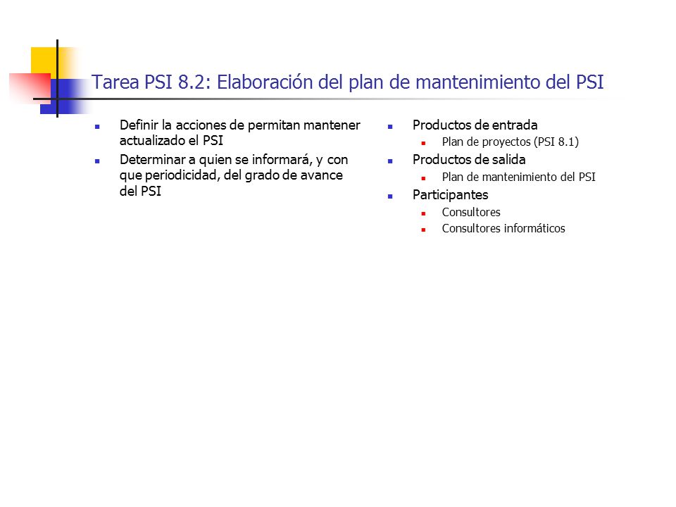 Tarea PSI 8.2: Elaboración del plan de mantenimiento del PSI
