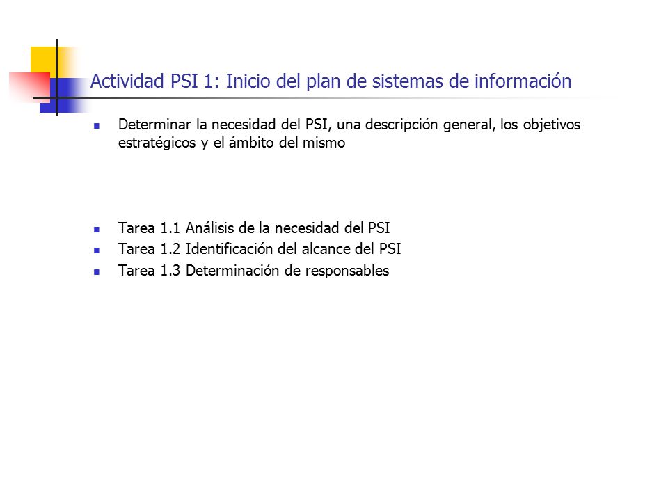 Actividad PSI 1: Inicio del plan de sistemas de información