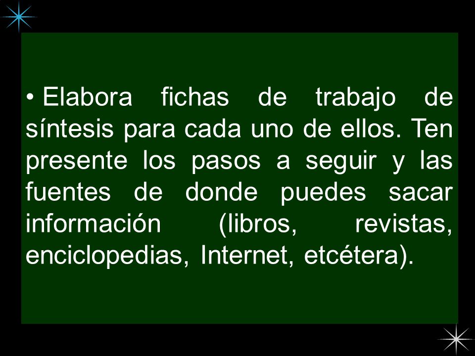 Elabora fichas de trabajo de síntesis para cada uno de ellos
