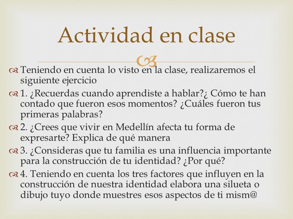 Actividad en clase Teniendo en cuenta lo visto en la clase, realizaremos el siguiente ejercicio.