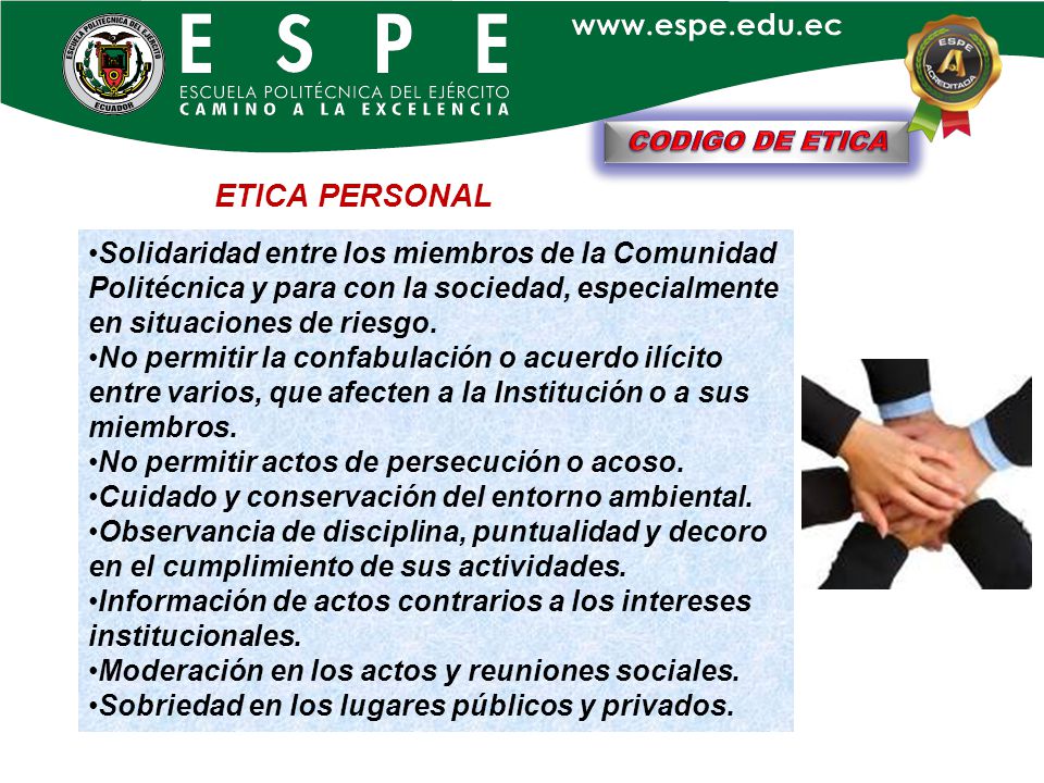 CODIGO DE ETICA ETICA PERSONAL.