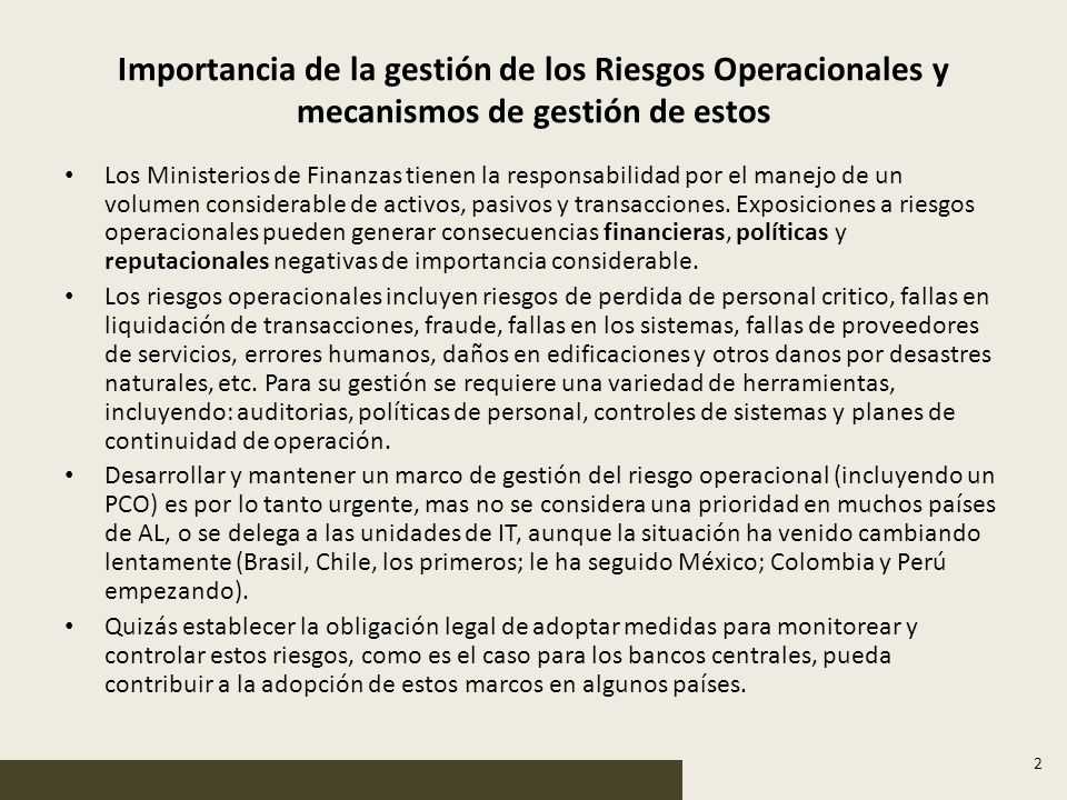 Importancia de la gestión de los Riesgos Operacionales y mecanismos de gestión de estos