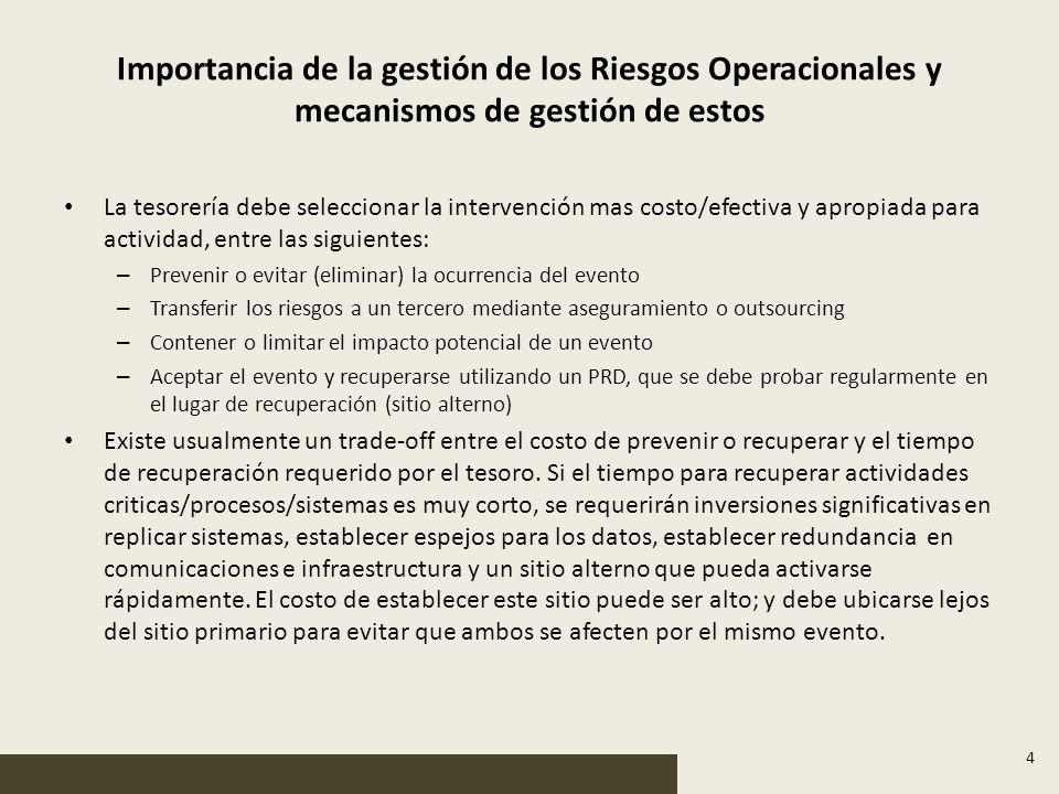 Importancia de la gestión de los Riesgos Operacionales y mecanismos de gestión de estos