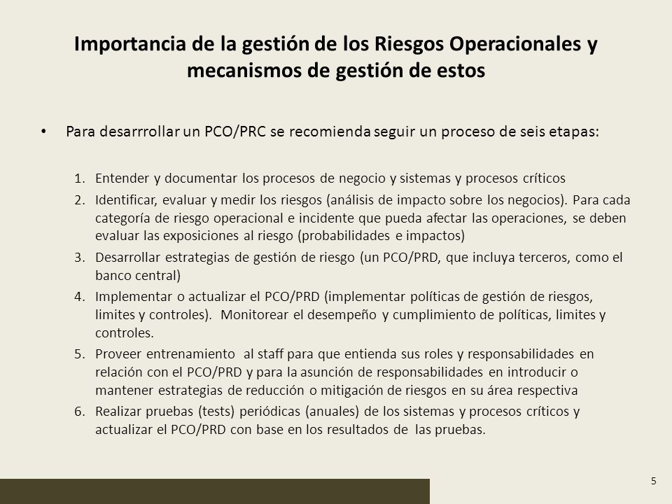 Importancia de la gestión de los Riesgos Operacionales y mecanismos de gestión de estos