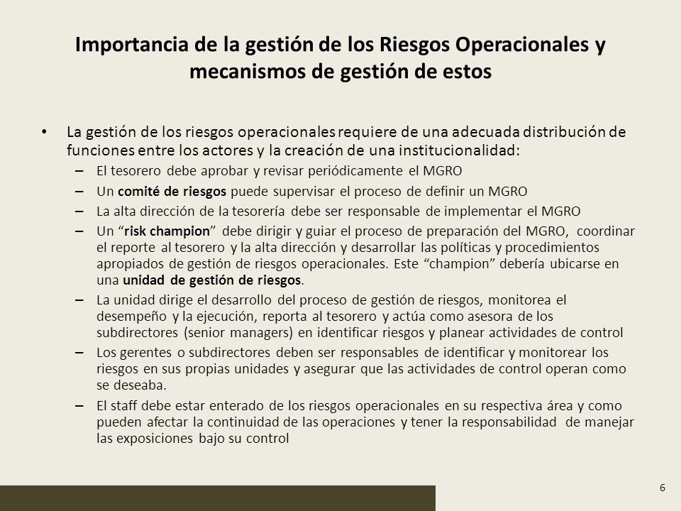 Importancia de la gestión de los Riesgos Operacionales y mecanismos de gestión de estos