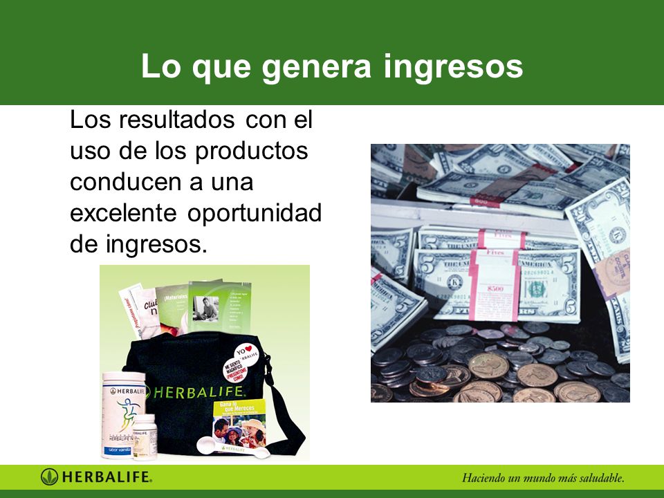 4/15/2017 Lo que genera ingresos. Los resultados con el uso de los productos conducen a una excelente oportunidad de ingresos.
