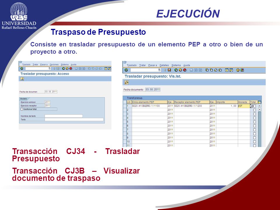 EJECUCIÓN Traspaso de Presupuesto