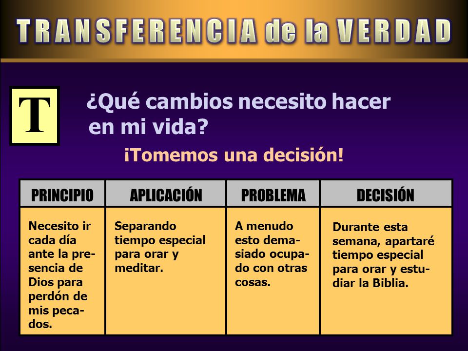T R A N S F E R E N C I A de la V E R D A D