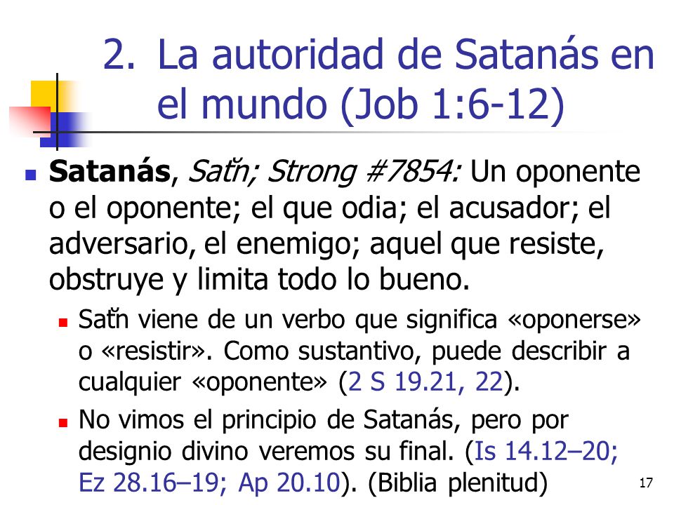 La autoridad de Satanás en el mundo (Job 1:6-12)