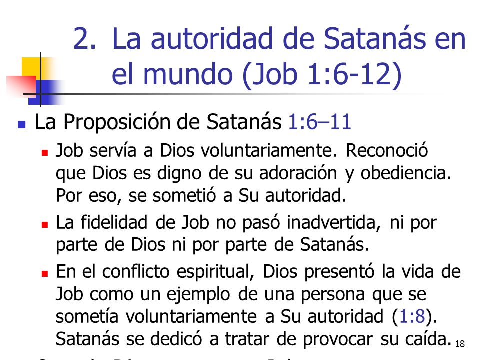 La autoridad de Satanás en el mundo (Job 1:6-12)