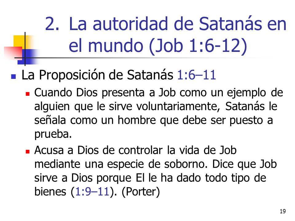 La autoridad de Satanás en el mundo (Job 1:6-12)
