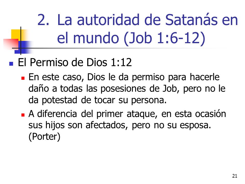La autoridad de Satanás en el mundo (Job 1:6-12)