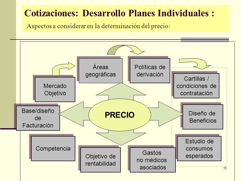 Cotizaciones: Desarrollo Planes Individuales : Aspectos a considerar en la determinación del precio: