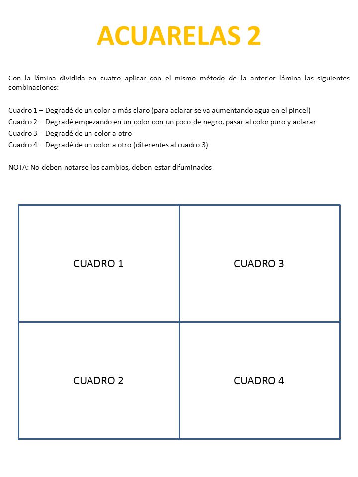 ACUARELAS 2 CUADRO 1 CUADRO 3 CUADRO 2 CUADRO 4