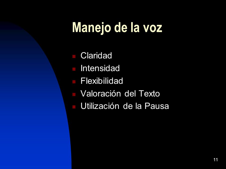 Manejo de la voz Claridad Intensidad Flexibilidad Valoración del Texto