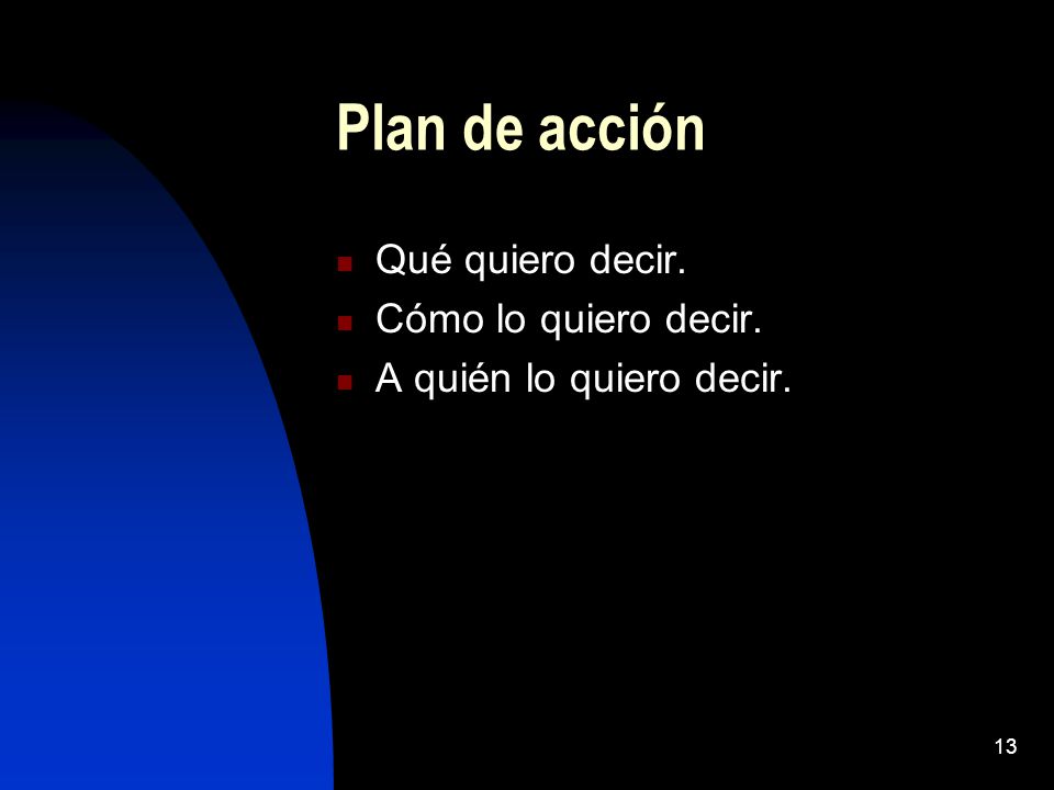 Plan de acción Qué quiero decir. Cómo lo quiero decir.