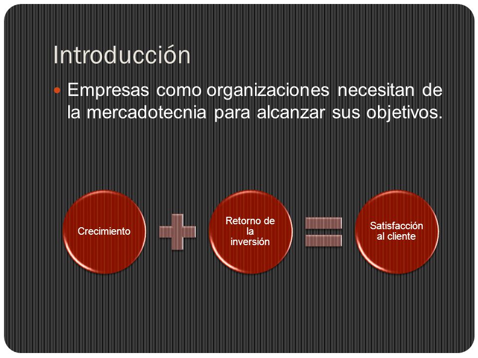 Introducción Empresas como organizaciones necesitan de la mercadotecnia para alcanzar sus objetivos.