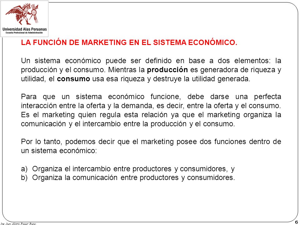 LA FUNCIÓN DE MARKETING EN EL SISTEMA ECONÓMICO.