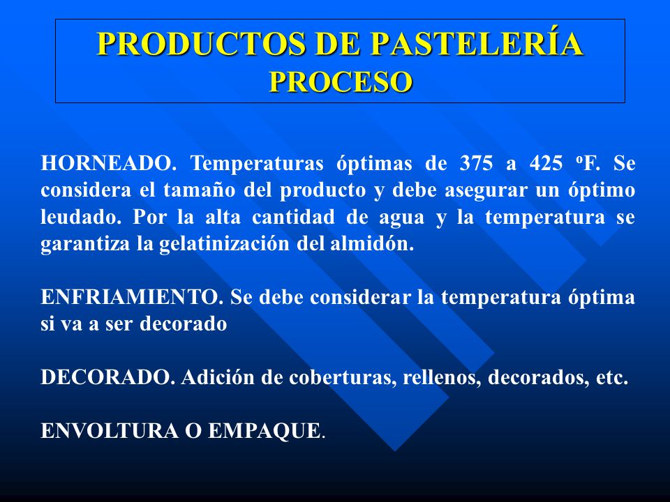 PRODUCTOS DE PASTELERÍA PROCESO