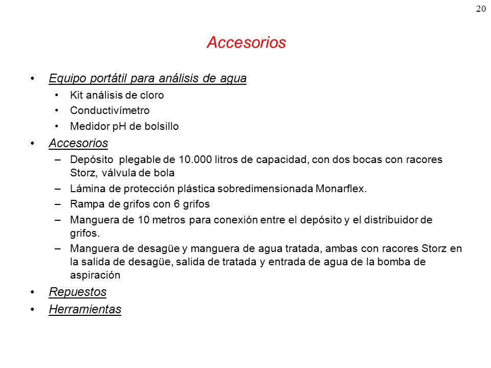 Accesorios Equipo portátil para análisis de agua Accesorios Repuestos