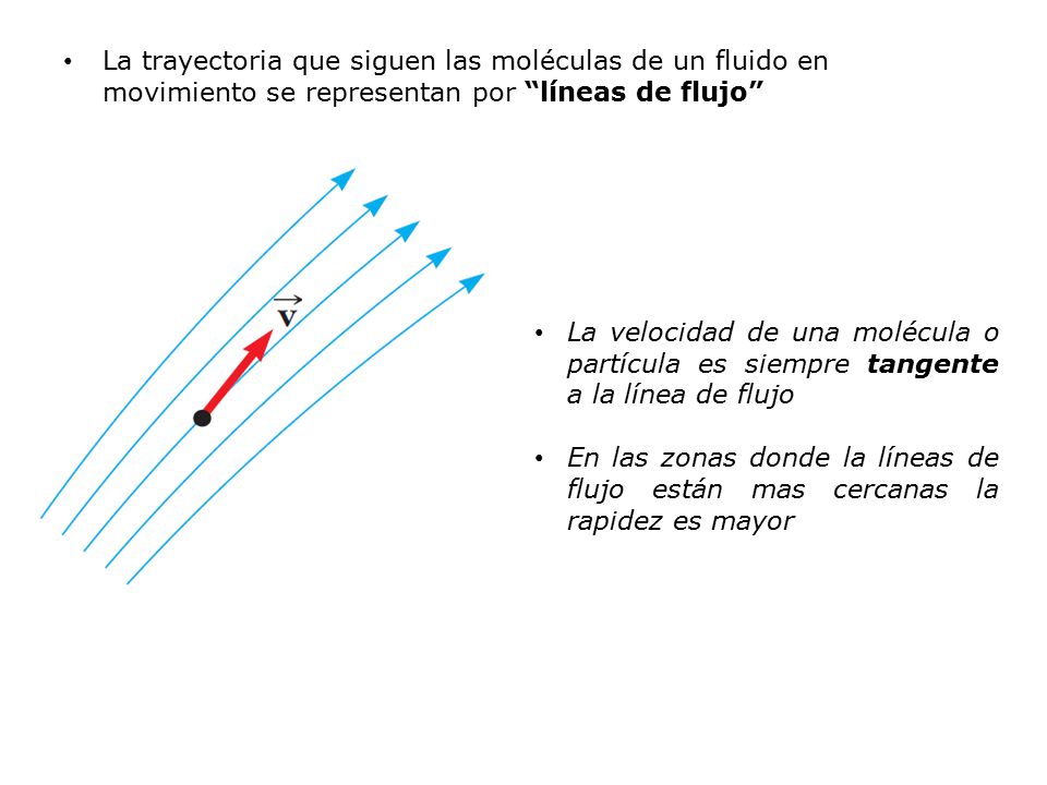 La trayectoria que siguen las moléculas de un fluido en movimiento se representan por líneas de flujo