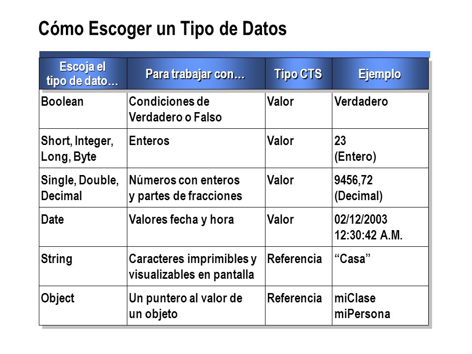 Cómo Escoger un Tipo de Datos