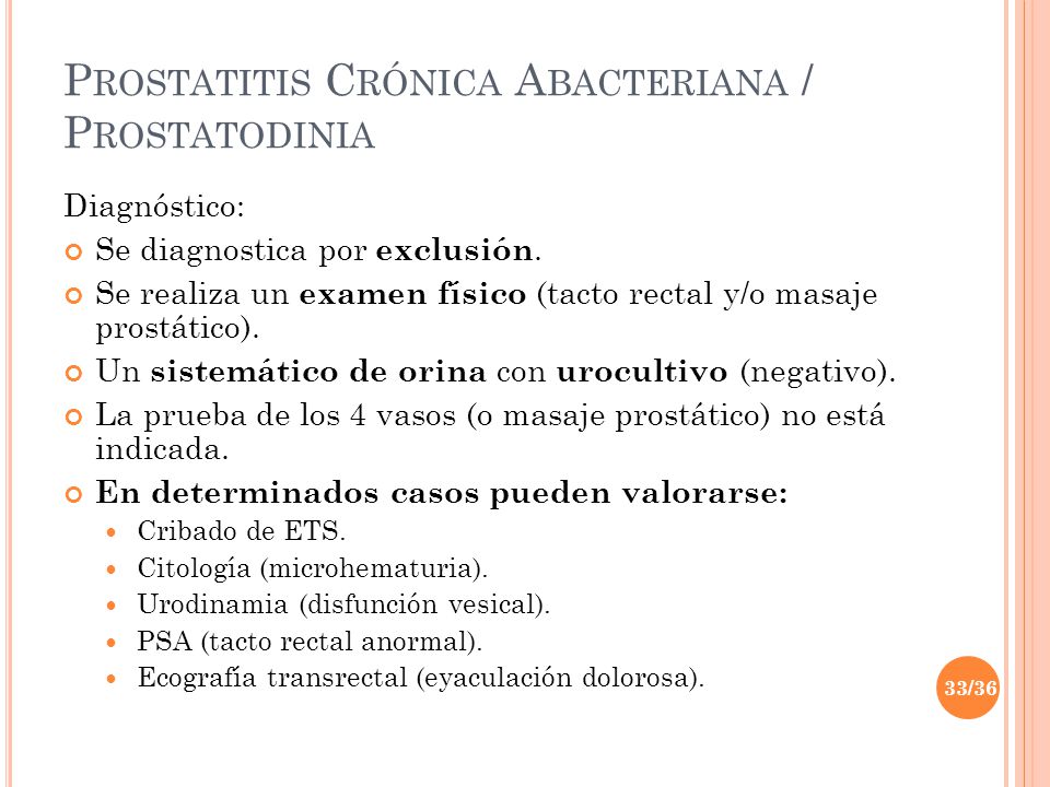 prostatitis crónica bacteriana diagnostico