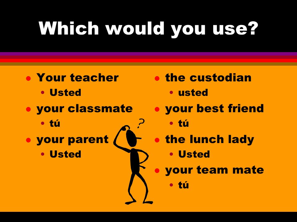 Which would you use Your teacher your classmate your parent