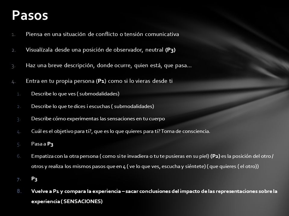 Pasos Piensa en una situación de conflicto o tensión comunicativa