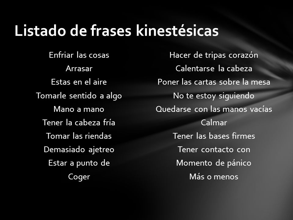 Listado de frases kinestésicas