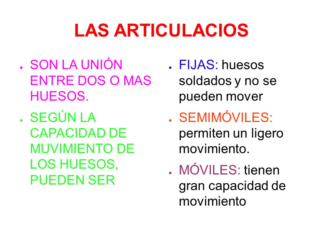 LAS ARTICULACIOS SON LA UNIÓN ENTRE DOS O MAS HUESOS.