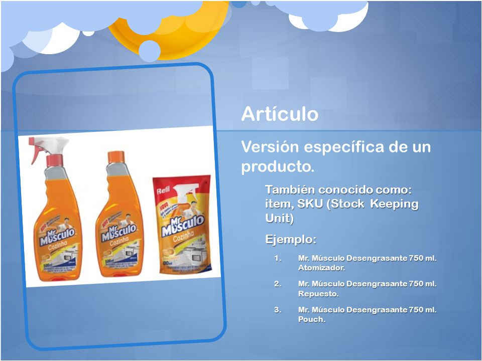 Artículo Versión específica de un producto.
