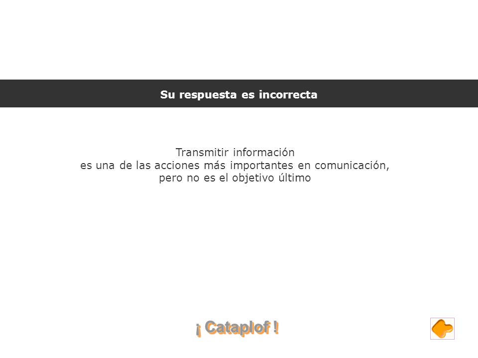 ¡ Cataplof ! Su respuesta es incorrecta Transmitir información