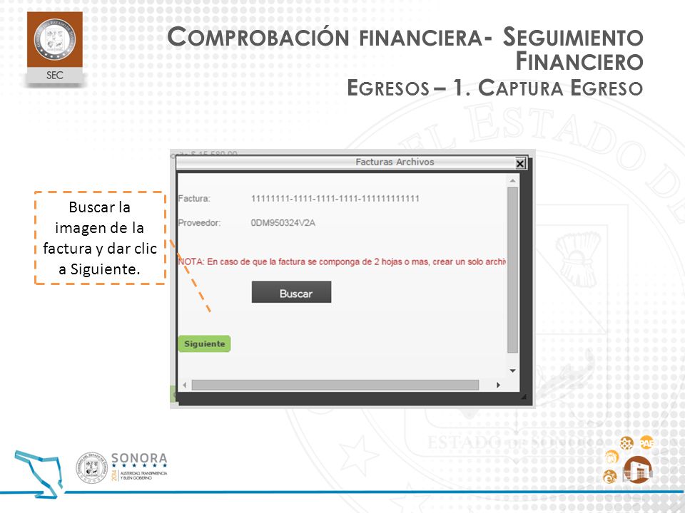 Buscar la imagen de la factura y dar clic a Siguiente.