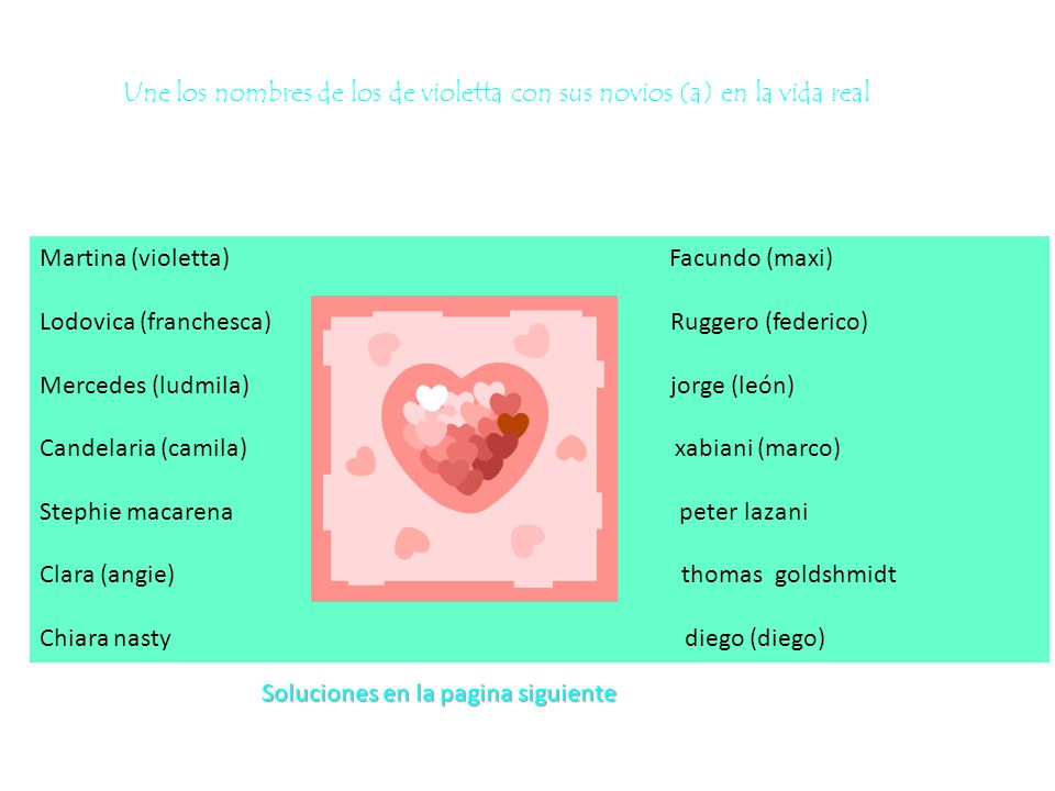 Une los nombres de los de violetta con sus novios (a) en la vida real