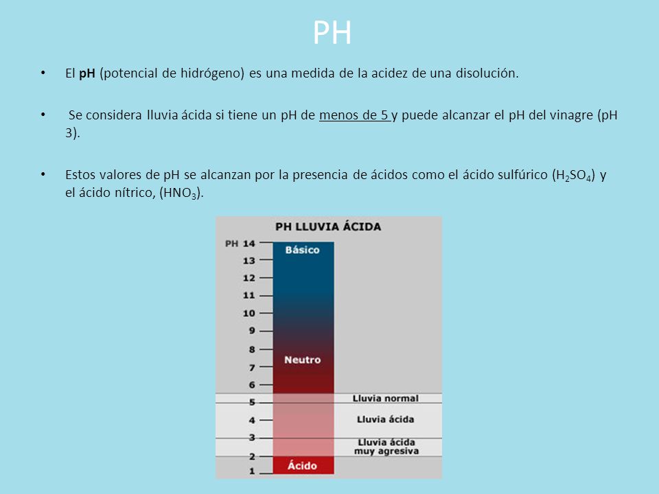 PH El pH (potencial de hidrógeno) es una medida de la acidez de una disolución.
