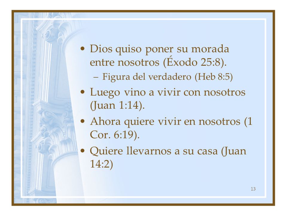 Dios quiso poner su morada entre nosotros (Éxodo 25:8).