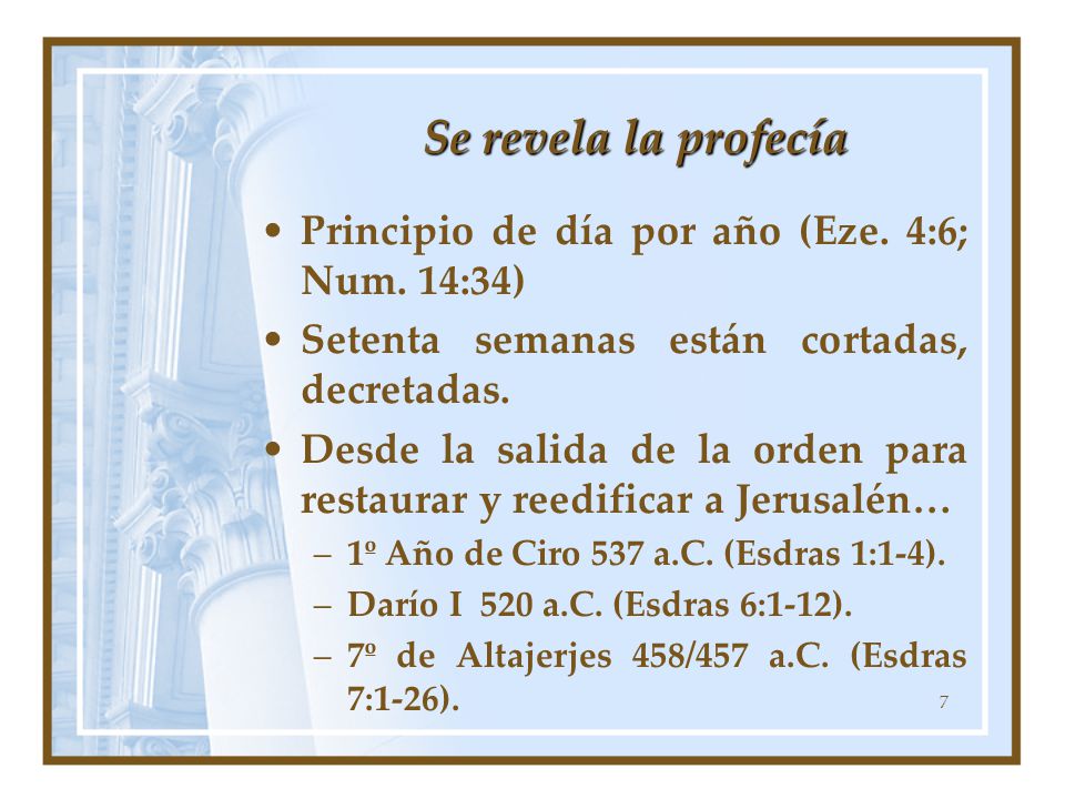 Se revela la profecía Principio de día por año (Eze. 4:6; Num. 14:34)