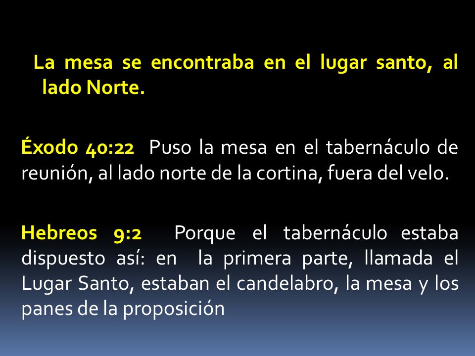 La mesa se encontraba en el lugar santo, al lado Norte.