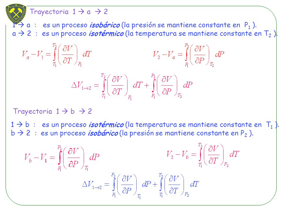Trayectoria 1  a  2 1  a : es un proceso isobárico (la presión se mantiene constante en P1 ).