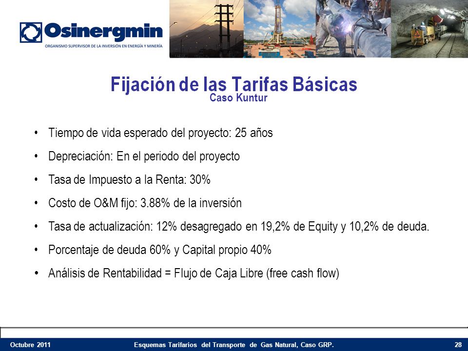Esquemas Tarifarios del Transporte de Gas Natural, Caso GRP.