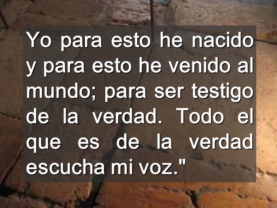 Yo para esto he nacido y para esto he venido al mundo; para ser testigo de la verdad.