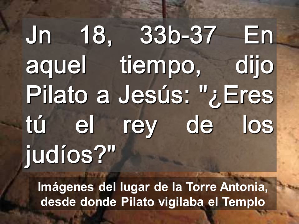 Jn 18, 33b-37 En aquel tiempo, dijo Pilato a Jesús: ¿Eres tú el rey de los judíos