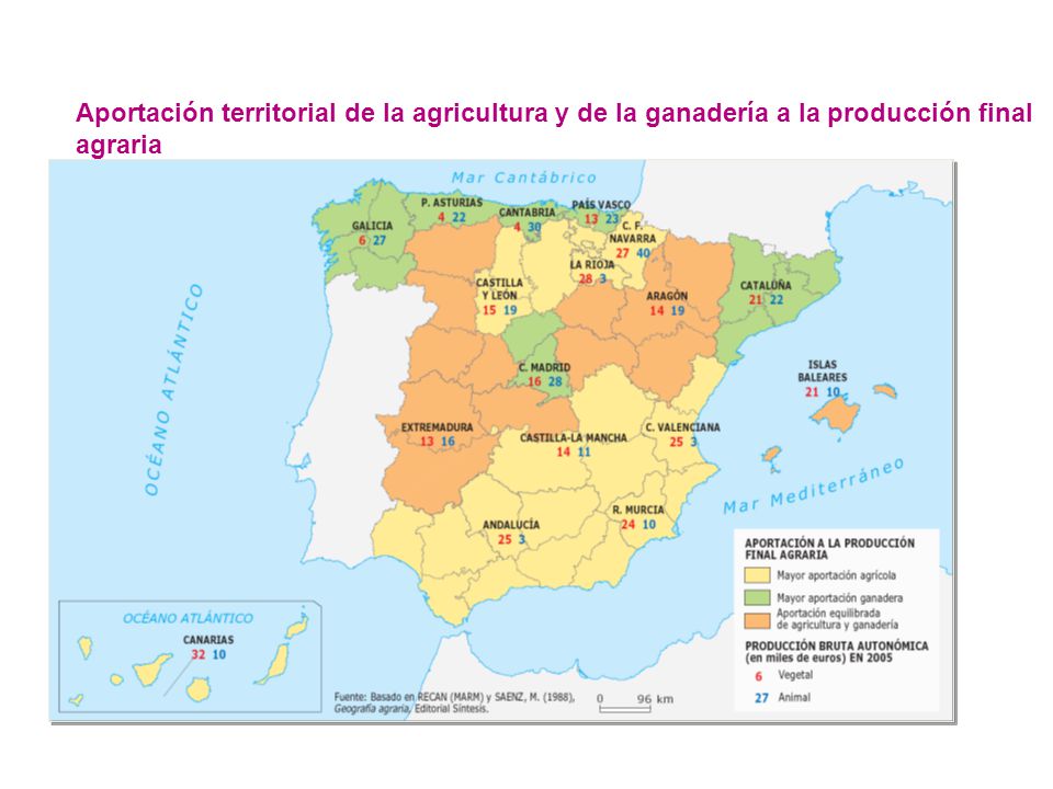 Aportación territorial de la agricultura y de la ganadería a la producción final agraria