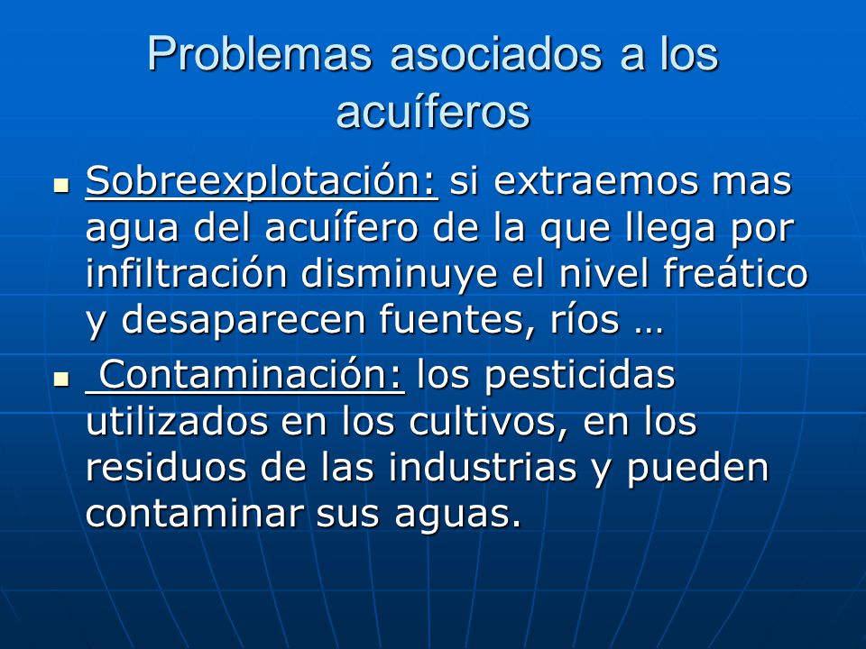 Problemas asociados a los acuíferos