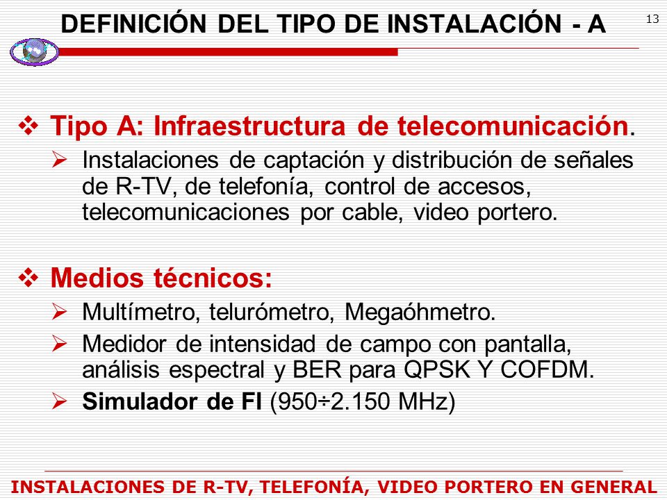 DEFINICIÓN DEL TIPO DE INSTALACIÓN - A