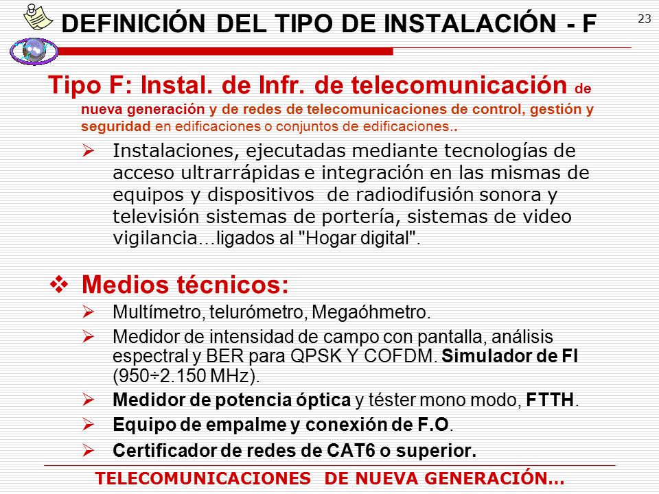 DEFINICIÓN DEL TIPO DE INSTALACIÓN - F