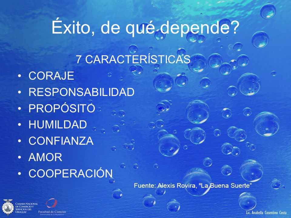 Éxito, de qué depende 7 CARACTERÍSTICAS CORAJE RESPONSABILIDAD