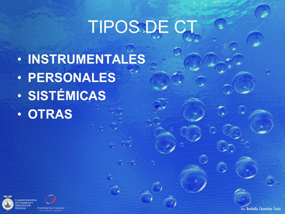 TIPOS DE CT INSTRUMENTALES PERSONALES SISTÉMICAS OTRAS